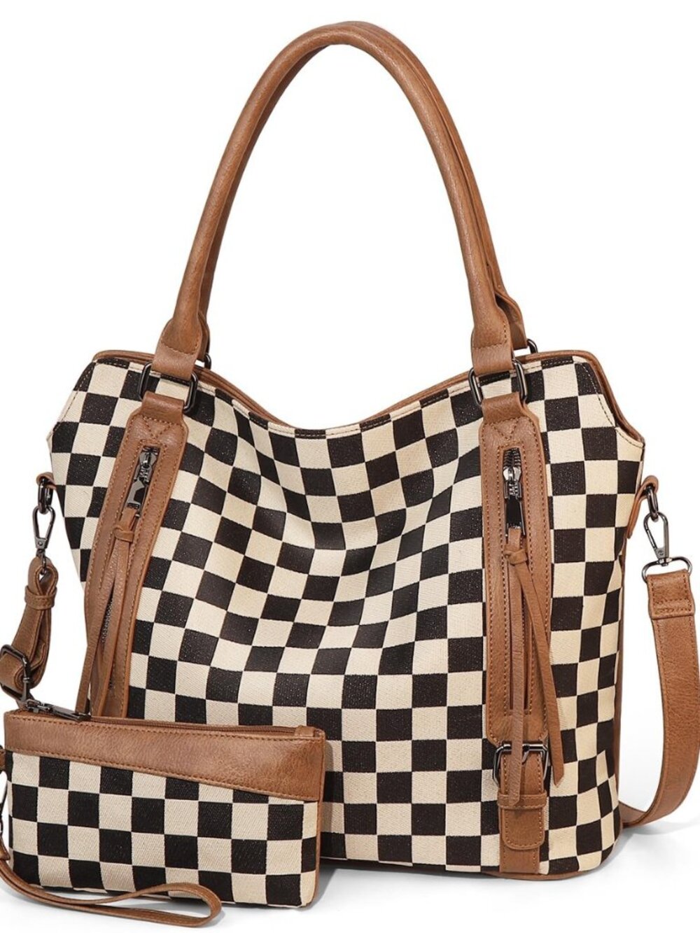 Checkered Tote Bag Large Checkered Purses for Women Plaid Hobo Shoulder Bag